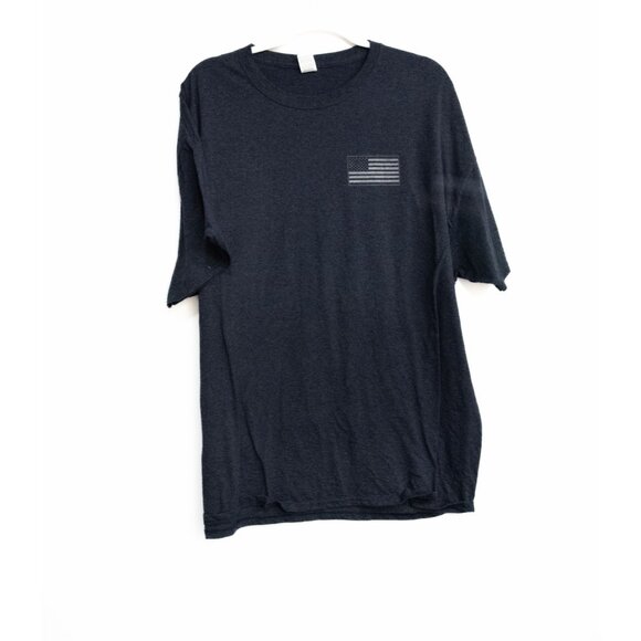 Palmetto Moon Navy Blue T-Shirt With American Flag Graphic Short Sleeve Crew Nec - Picture 1 of 8